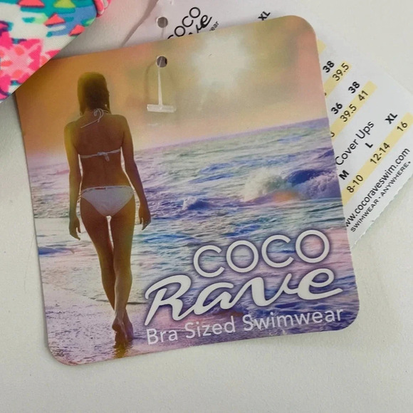 NWT Coco Rave 34B/C halter push-up bikini top bright ruched pink orange - Picture 13 of 13